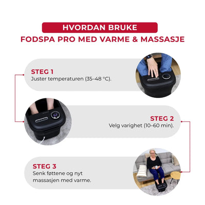 Fotbad Pro med Värme & Massasje