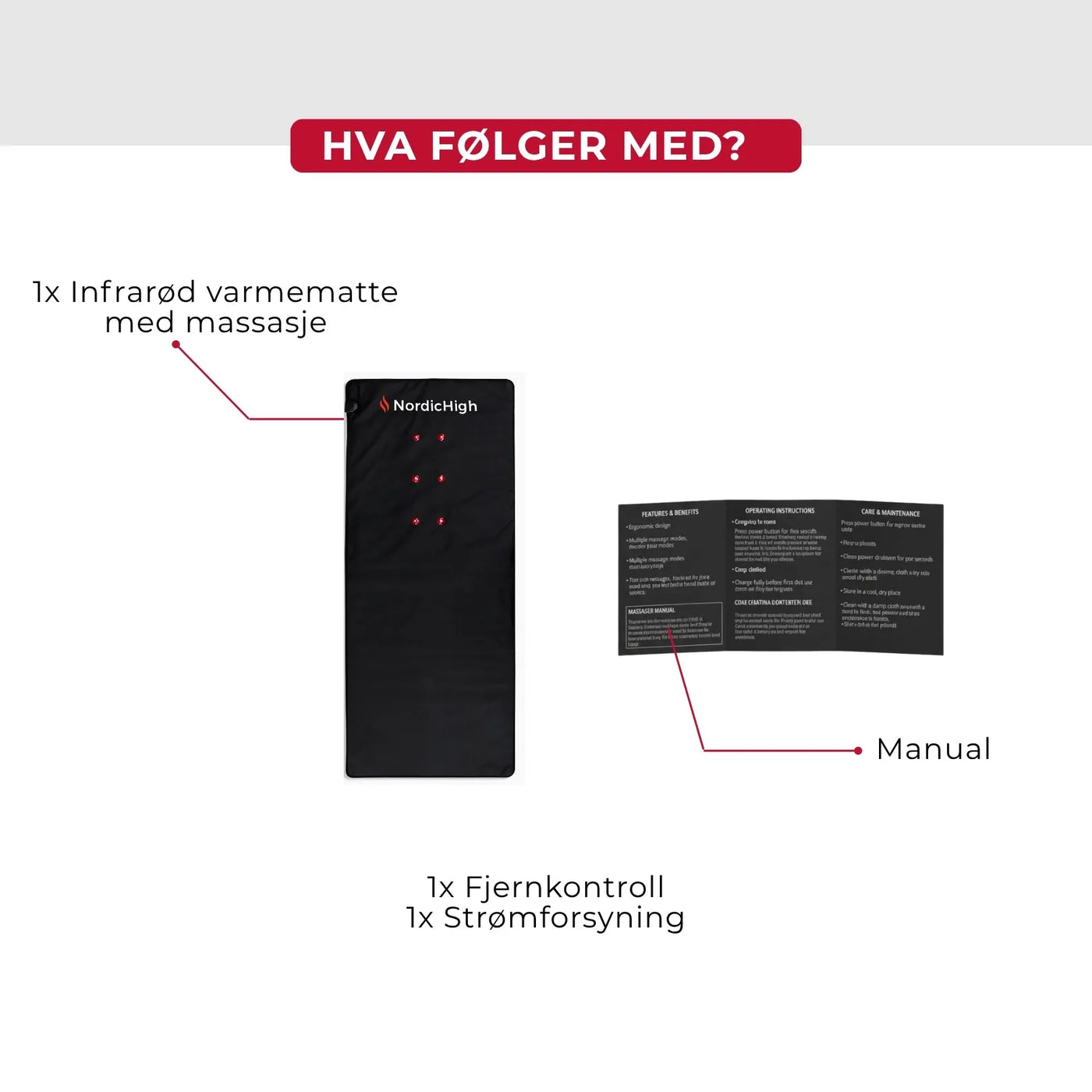 Infrarød varmematte med massasje
