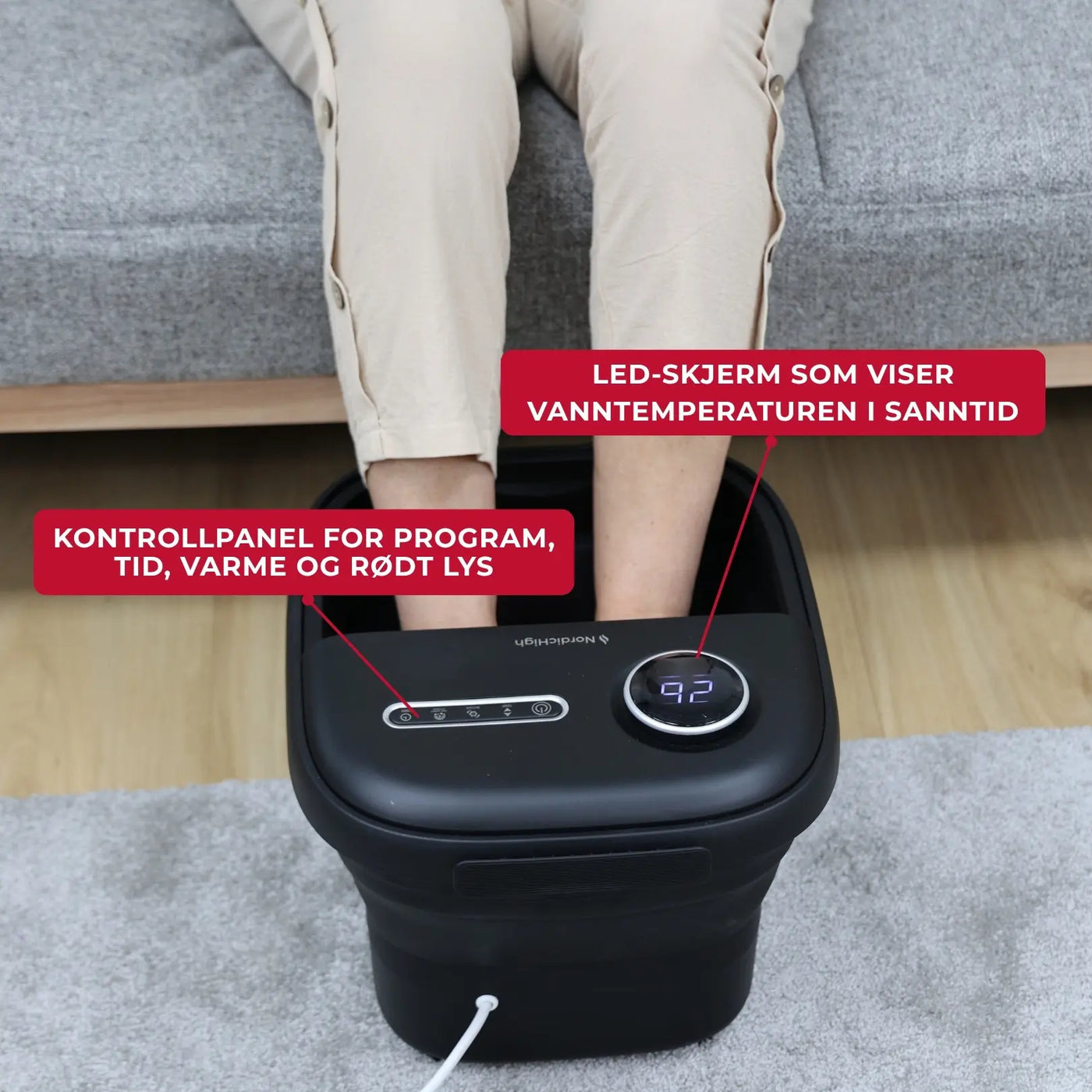 Fotbad Pro med Värme & Massasje